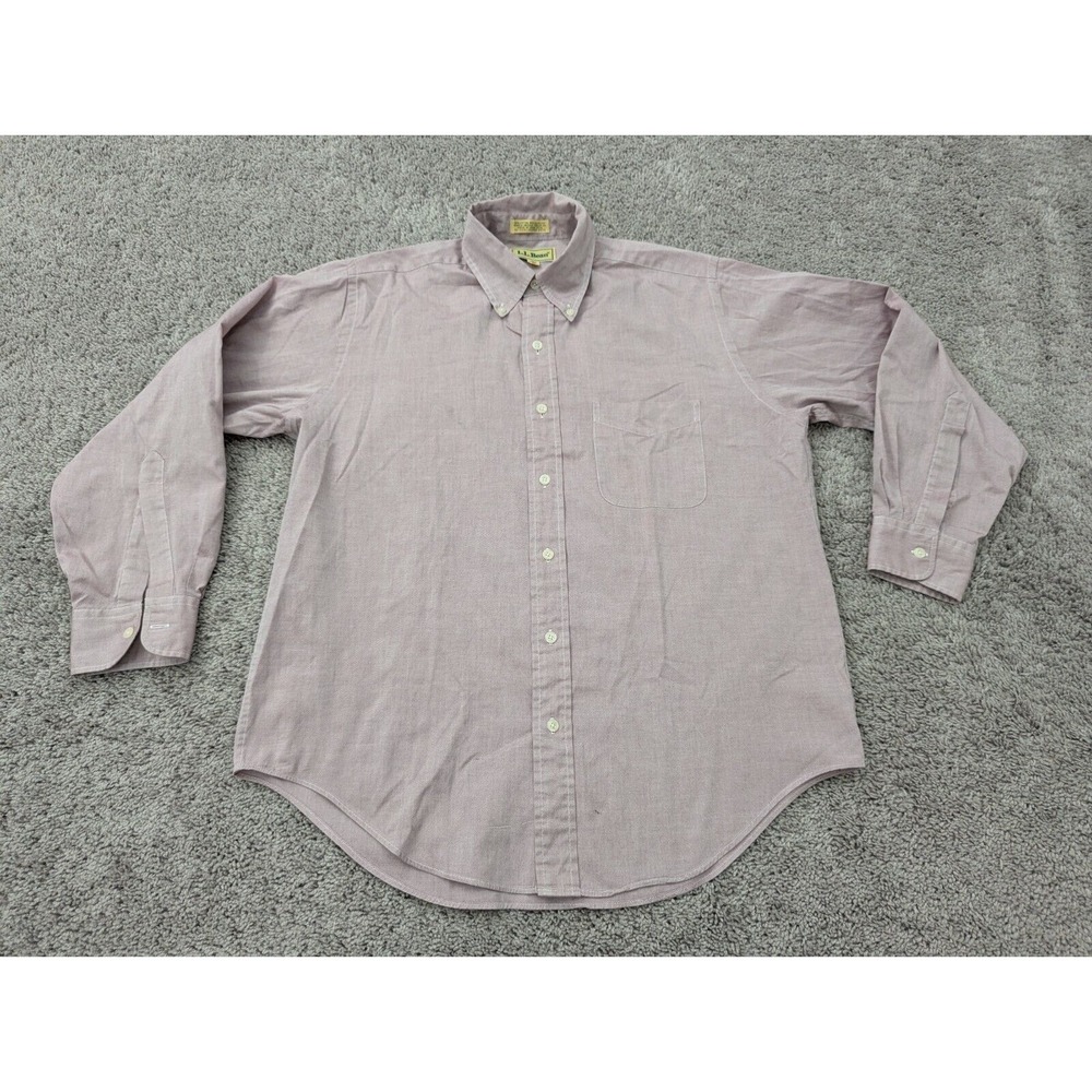 Vintage L.L. Bean Button Up Shirt Mens‎ 15.5 32 Long Sleeve Pink Casual